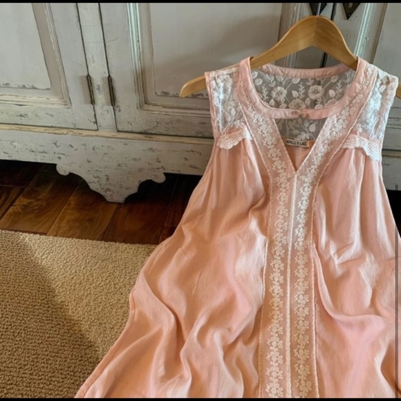 Boho Small Pink Layering Lace Tank Dress - Picture 2 of 3